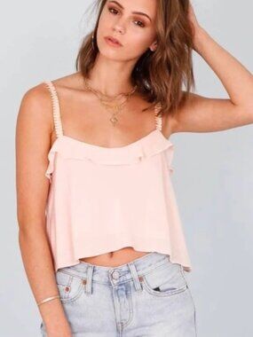 For Love and Lemons Ruffle Crop Top in Pink